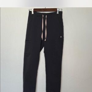 Figs Dark grey/Black Pants with Pink Drawstring